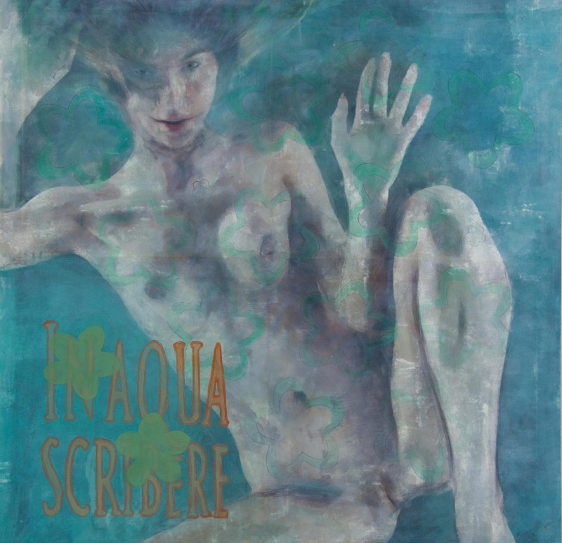4. In aqua scribere 2, mixed media, canvas, 100 x 100 cm, 2014