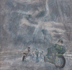 12. Riders on the Storm, mixed media, canvas, 100 x 100 cm, 2015