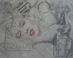 17. Marilyn and Angels (from the Series The Fifties), mixed media, canvas, 80 x 100 cm, private collection