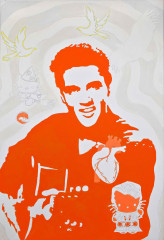 1. Elvis - The King (from the Series Heroes), mixed media, canvas, 120 x 80 cm, 2011, Gallery Klatovy Klenová